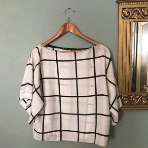 Zara Checked Silk Blouse